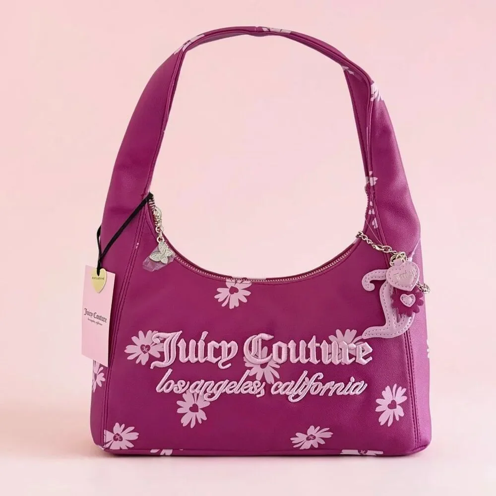 Juicy Couture Hot Pink Daisy Hobo Shoulder Bag